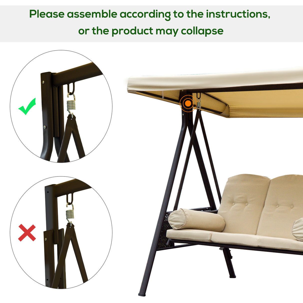 Steel Hammock 3 Seater Swing Chair With Canopy Cushion Shelter - Velmora