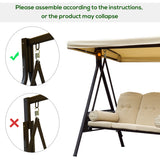 Steel Hammock 3 Seater Swing Chair With Canopy Cushion Shelter - Velmora
