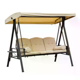 Steel Hammock 3 Seater Swing Chair With Canopy Cushion Shelter - Velmora