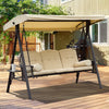 Steel Hammock 3 Seater Swing Chair With Canopy Cushion Shelter - Velmora