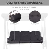 Steel Hammock 3 Seater Swing Chair With Canopy Cushion Shelter - Velmora