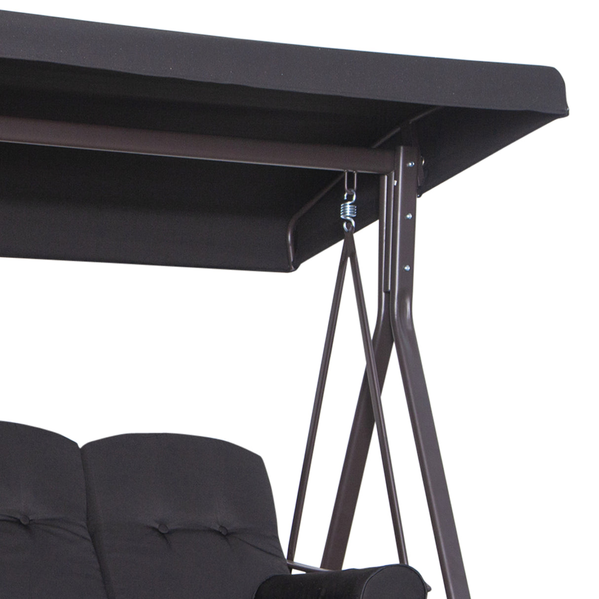 Steel Hammock 3 Seater Swing Chair With Canopy Cushion Shelter - Velmora
