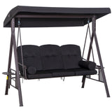 Steel Hammock 3 Seater Swing Chair With Canopy Cushion Shelter - Velmora