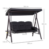 Steel Hammock 3 Seater Swing Chair With Canopy Cushion Shelter - Velmora