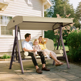 Steel Hammock 3 Seater Swing Chair With Canopy Cushion Shelter - Velmora