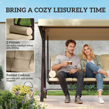 Steel Hammock 3 Seater Swing Chair With Canopy Cushion Shelter - Velmora