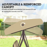 Steel Hammock 3 Seater Swing Chair With Canopy Cushion Shelter - Velmora