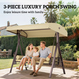 Steel Hammock 3 Seater Swing Chair With Canopy Cushion Shelter - Velmora