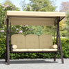 Steel Hammock 3 Seater Swing Chair With Canopy Cushion Shelter - Velmora