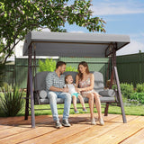 Steel Hammock 3 Seater Swing Chair With Canopy Cushion Shelter - Velmora