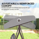 Steel Hammock 3 Seater Swing Chair With Canopy Cushion Shelter - Velmora