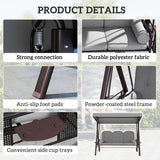 Steel Hammock 3 Seater Swing Chair With Canopy Cushion Shelter - Velmora