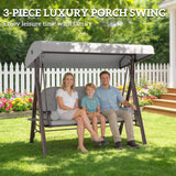 Steel Hammock 3 Seater Swing Chair With Canopy Cushion Shelter - Velmora