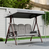 Steel Hammock 3 Seater Swing Chair With Canopy Cushion Shelter - Velmora