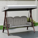 Steel Hammock 3 Seater Swing Chair With Canopy Cushion Shelter - Velmora