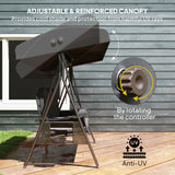 Steel Hammock 3 Seater Swing Chair With Canopy Cushion Shelter - Velmora