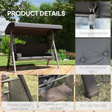 Steel Hammock 3 Seater Swing Chair With Canopy Cushion Shelter - Velmora