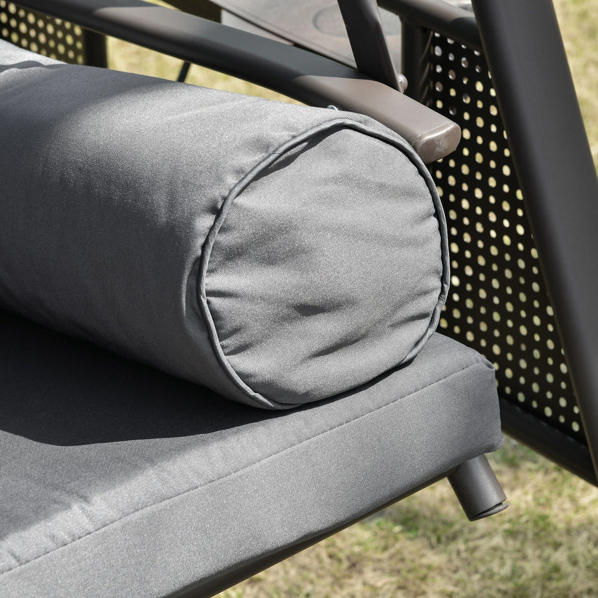 Steel Hammock 3 Seater Swing Chair With Canopy Cushion Shelter - Velmora