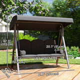 Steel Hammock 3 Seater Swing Chair With Canopy Cushion Shelter - Velmora