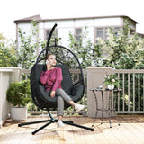 Steel Hanging Egg Swing Chair With Cushion - Velmora