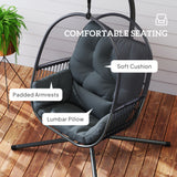 Steel Hanging Egg Swing Chair With Cushion - Velmora