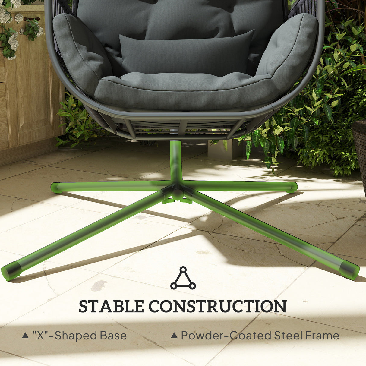 Steel Hanging Egg Swing Chair With Cushion - Velmora