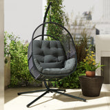 Steel Hanging Egg Swing Chair With Cushion - Velmora