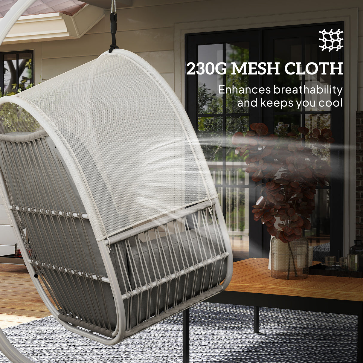 Steel Hanging Egg Swing Chair With Cushion - Velmora