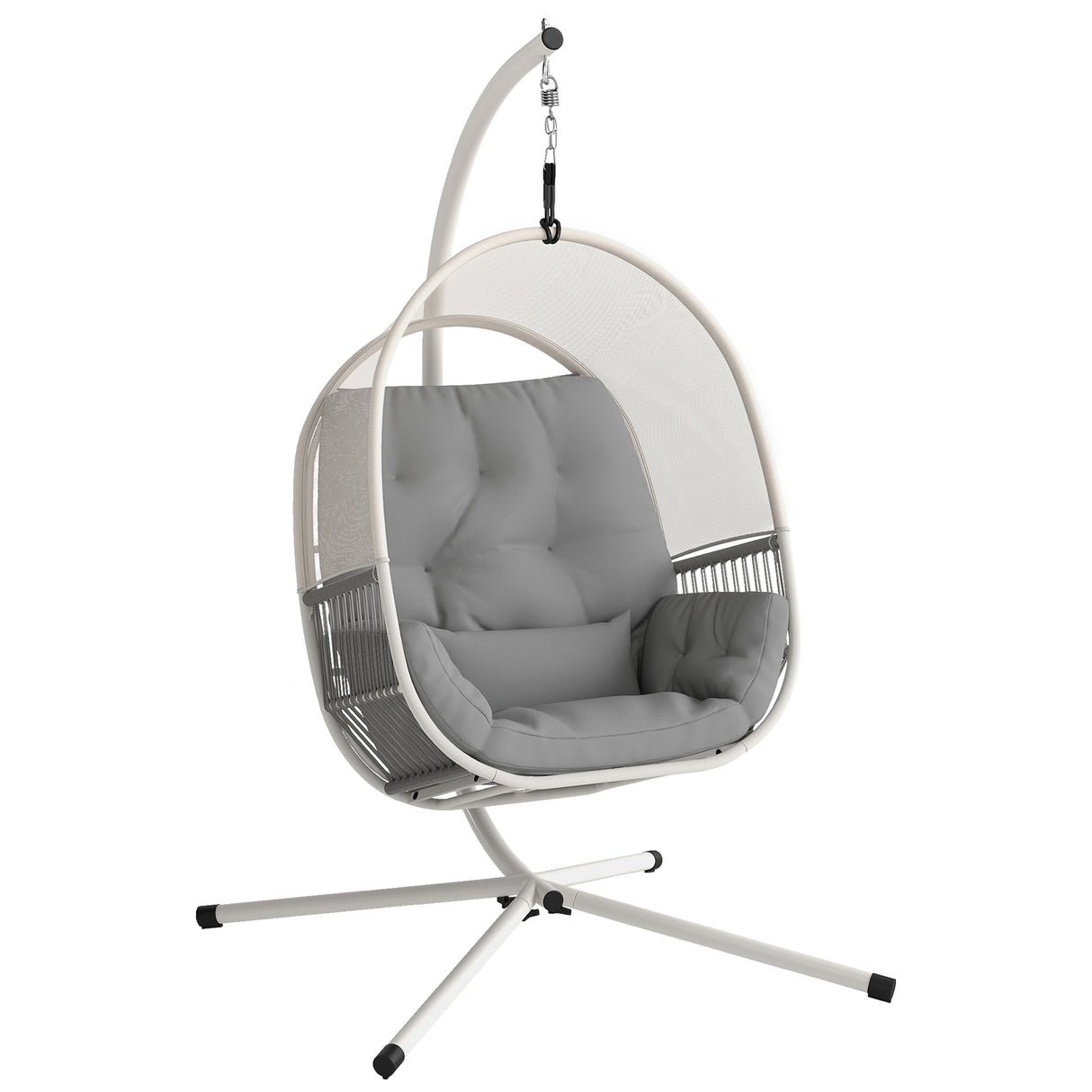 Steel Hanging Egg Swing Chair With Cushion - Velmora