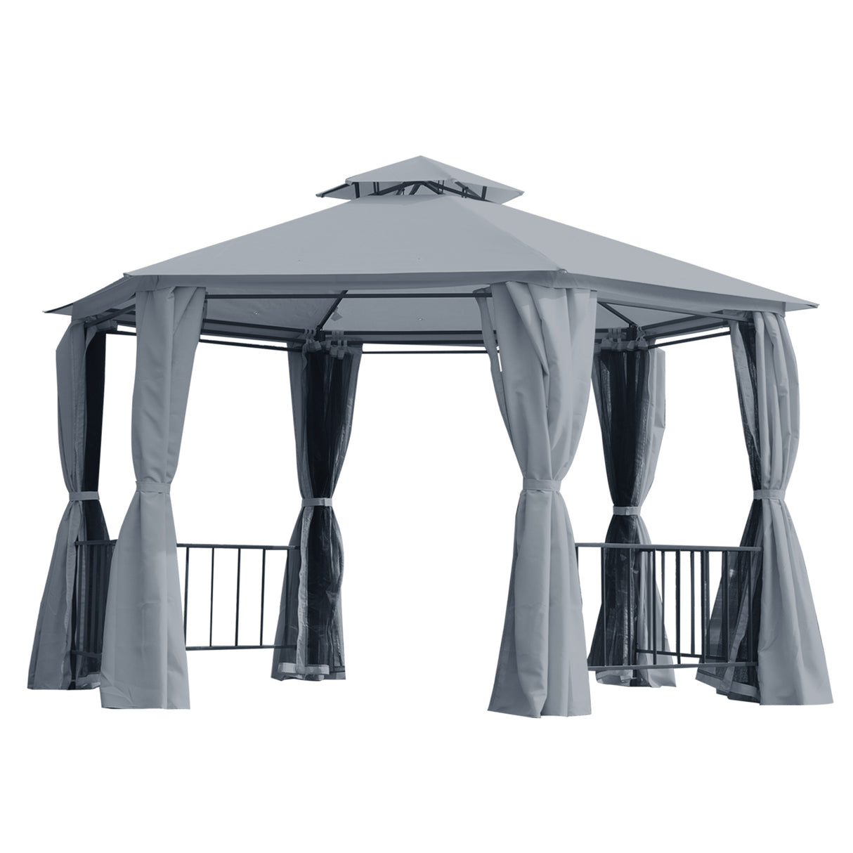 Steel Hexagon Softtop Gazebo Canopy Party Tent 390cm Width x 331cm Depth - Velmora