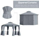 Steel Hexagon Softtop Gazebo Canopy Party Tent 390cm Width x 331cm Depth - Velmora