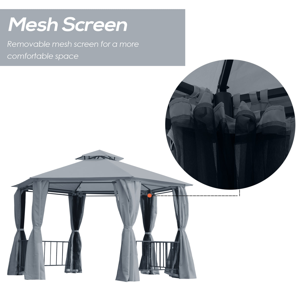 Steel Hexagon Softtop Gazebo Canopy Party Tent 390cm Width x 331cm Depth - Velmora