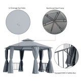 Steel Hexagon Softtop Gazebo Canopy Party Tent 390cm Width x 331cm Depth - Velmora