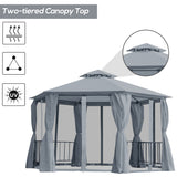 Steel Hexagon Softtop Gazebo Canopy Party Tent 390cm Width x 331cm Depth - Velmora
