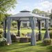 Steel Hexagon Softtop Gazebo Canopy Party Tent 390cm Width x 331cm Depth - Velmora