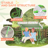 Steel Kids 2 Seater Garden Swing Chair With Adjustable Canopy And Safety Belt - Velmora