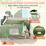 Steel Kids 2 Seater Garden Swing Chair With Adjustable Canopy And Safety Belt - Velmora