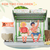 Steel Kids 2 Seater Garden Swing Chair With Adjustable Canopy And Safety Belt - Velmora