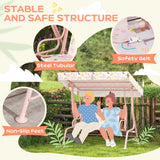 Steel Kids 2 Seater Garden Swing Chair With Adjustable Canopy And Safety Belt - Velmora