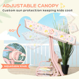 Steel Kids 2 Seater Garden Swing Chair With Adjustable Canopy And Safety Belt - Velmora