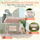 Steel Kids 2 Seater Garden Swing Chair With Adjustable Canopy And Safety Belt - Velmora