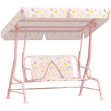 Steel Kids 2 Seater Garden Swing Chair With Adjustable Canopy And Safety Belt - Velmora