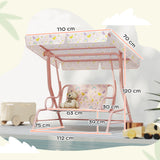 Steel Kids 2 Seater Garden Swing Chair With Adjustable Canopy And Safety Belt - Velmora