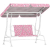 Steel Kids 2 Seater Garden Swing Chair With Adjustable Canopy And Safety Belt - Velmora