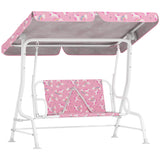 Steel Kids 2 Seater Garden Swing Chair With Adjustable Canopy And Safety Belt - Velmora