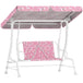 Steel Kids 2 Seater Garden Swing Chair With Adjustable Canopy And Safety Belt - Velmora
