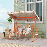 Steel Kids 2 Seater Garden Swing Chair With Adjustable Canopy And Safety Belt - Velmora