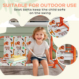 Steel Kids 2 Seater Garden Swing Chair With Adjustable Canopy And Safety Belt - Velmora