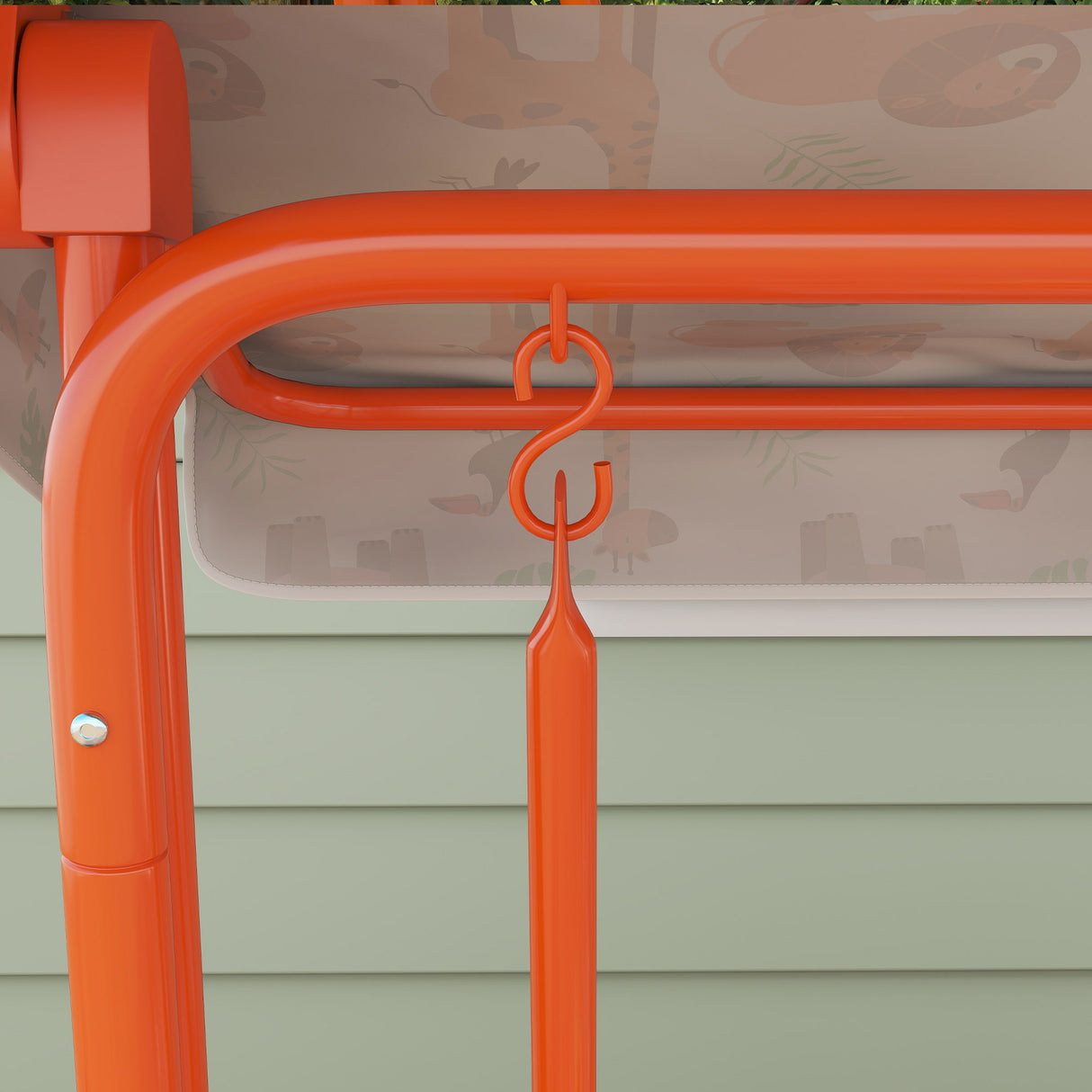 Steel Kids 2 Seater Garden Swing Chair With Adjustable Canopy And Safety Belt - Velmora