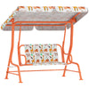 Steel Kids 2 Seater Garden Swing Chair With Adjustable Canopy And Safety Belt - Velmora